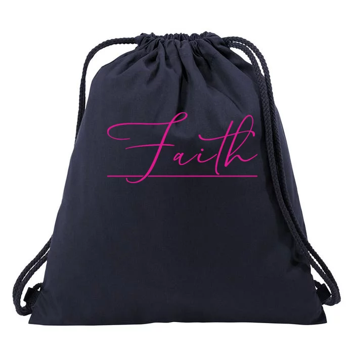 Faith Pink Christian Drawstring Bag