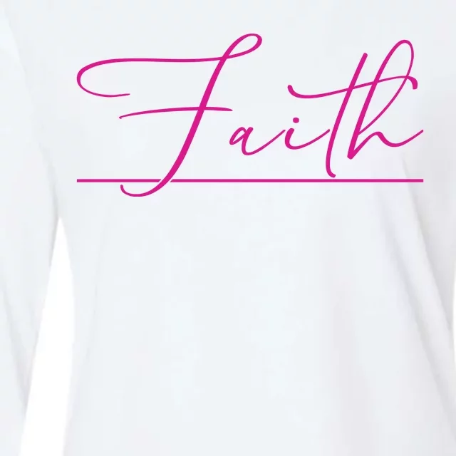 Faith Pink Christian Womens Cotton Relaxed Long Sleeve T-Shirt