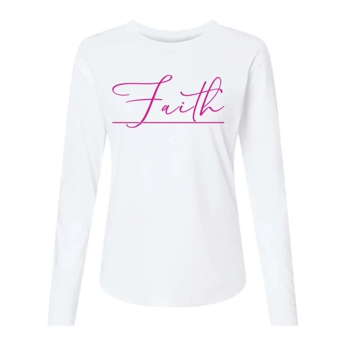 Faith Pink Christian Womens Cotton Relaxed Long Sleeve T-Shirt