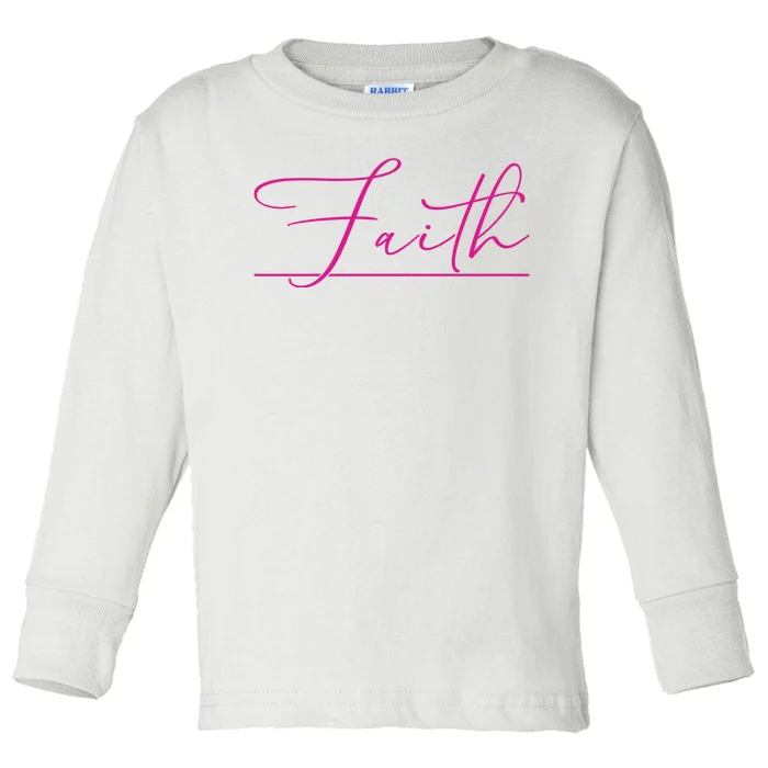 Faith Pink Christian Toddler Long Sleeve Shirt