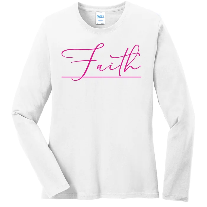 Faith Pink Christian Ladies Long Sleeve Shirt