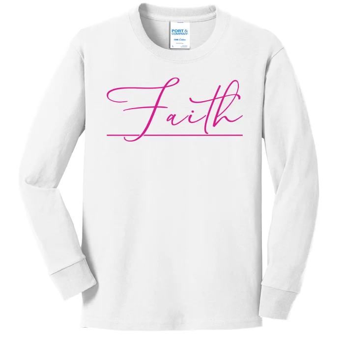 Faith Pink Christian Kids Long Sleeve Shirt