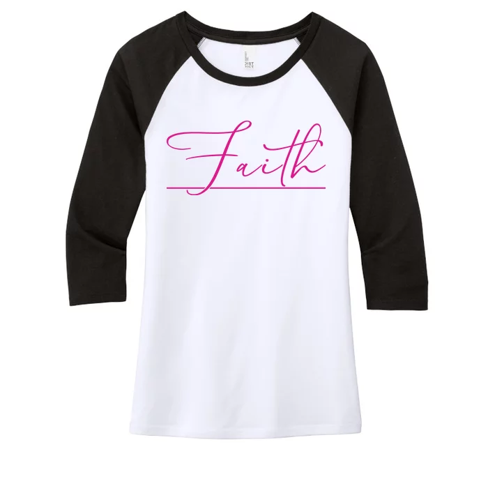 Faith Pink Christian Women's Tri-Blend 3/4-Sleeve Raglan Shirt