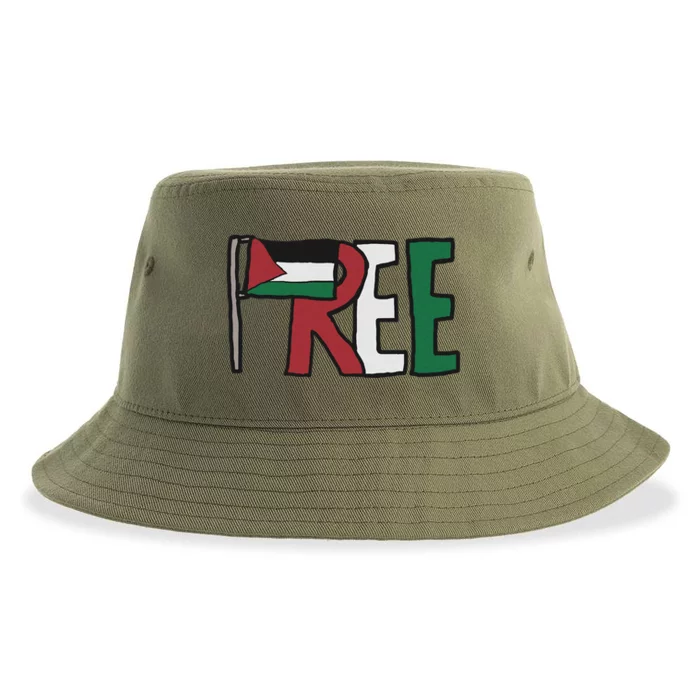 Free Palestine Cool Gift Sustainable Bucket Hat