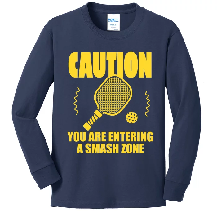 Funny Pickleball Caution You Are Entering Smash Zone Kids Long Sleeve Shirt