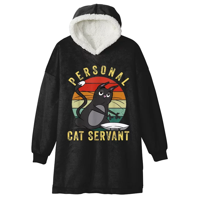 Funny Personal Cat Servant Funny Cat mom cat dad gift Hooded Wearable Blanket