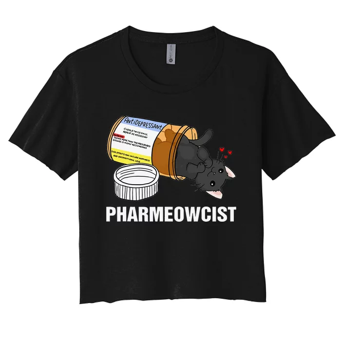 Funny Pharmacist Cat Pharmacy Cute Cat For Cat Lovers Women's Crop Top Tee