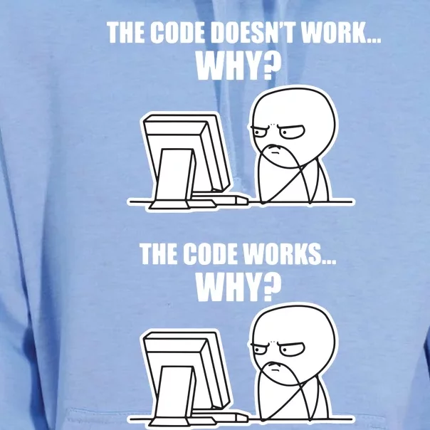 Funny Programmer Code Works Why Meme Tee Unisex Surf Hoodie