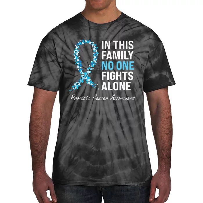 Family Prostate Cancer Awareness Light Blue Ribbon Survivor Tie-Dye T-Shirt