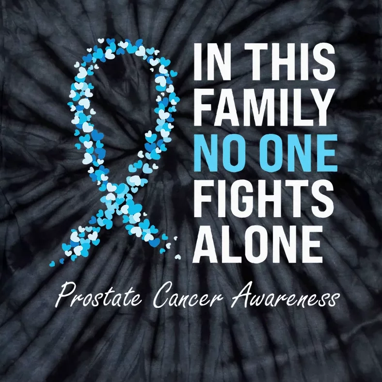 Family Prostate Cancer Awareness Light Blue Ribbon Survivor Tie-Dye T-Shirt