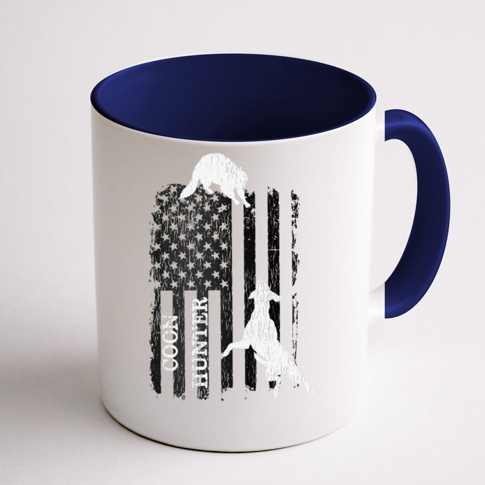 Funny Patriotic Coon Hunting Dogs American Flag Gift Front & Back Coffee Mug