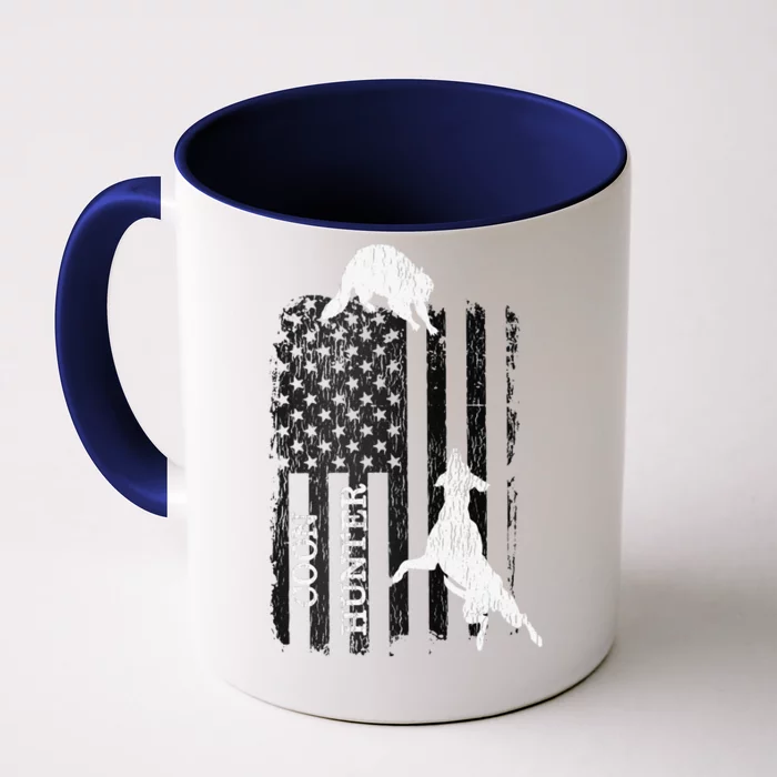 Funny Patriotic Coon Hunting Dogs American Flag Gift Front & Back Coffee Mug