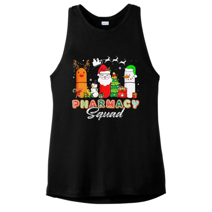 Funny Pills Christmas Lights Pharmacy Crew Reindeer Santa Ladies Tri-Blend Wicking Tank