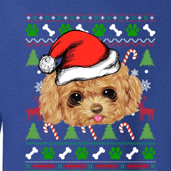 Funny Poodle Christmas Ugly Sweater Poodle Tree Lights Xmas Gift Toddler Sweatshirt