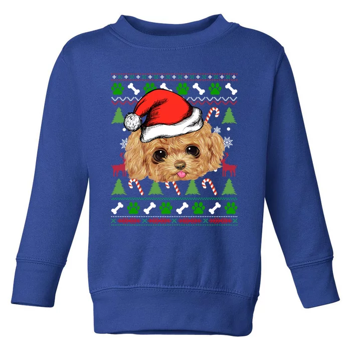 Funny Poodle Christmas Ugly Sweater Poodle Tree Lights Xmas Gift Toddler Sweatshirt