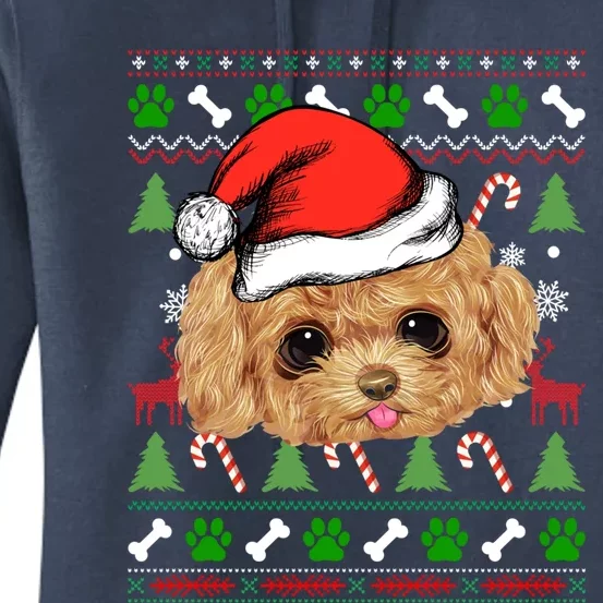 Funny Poodle Christmas Ugly Sweater Poodle Tree Lights Xmas Gift Women's Pullover Hoodie