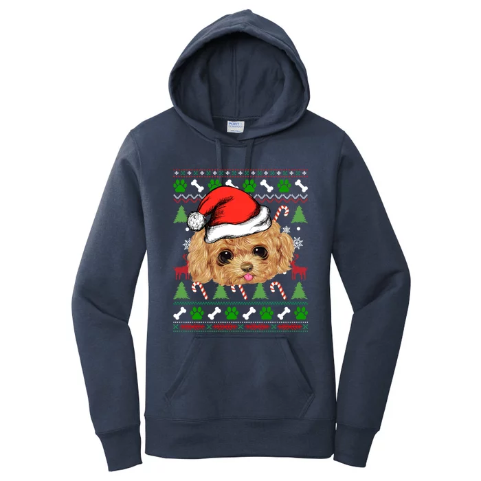 Funny Poodle Christmas Ugly Sweater Poodle Tree Lights Xmas Gift Women's Pullover Hoodie