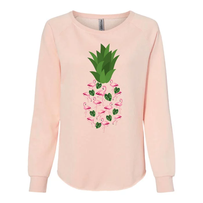 Flamingo Pineapple Cute Fun Summer Womens California Wash Sweatshirt