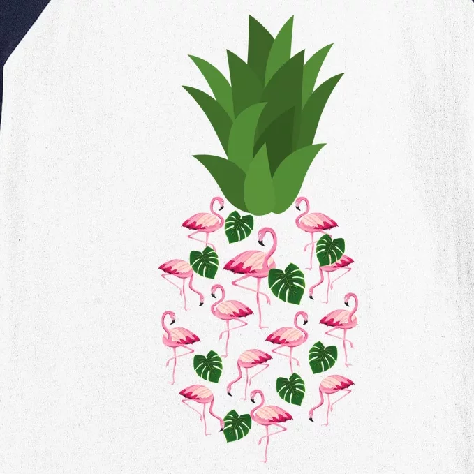 Flamingo Pineapple Cute Fun Summer Baseball Sleeve Shirt