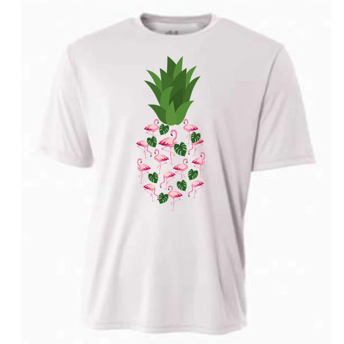 Flamingo Pineapple Cute Fun Summer Cooling Performance Crew T-Shirt