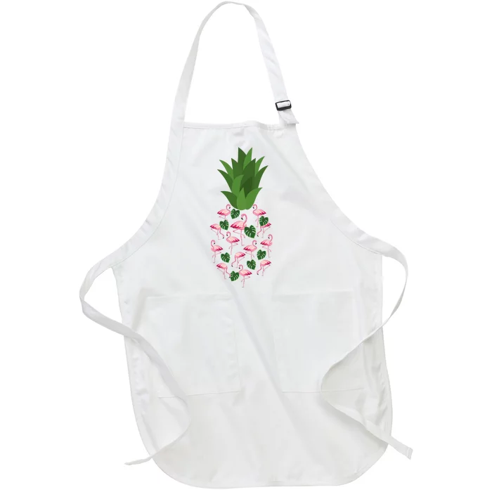 Flamingo Pineapple Cute Fun Summer Full-Length Apron With Pocket