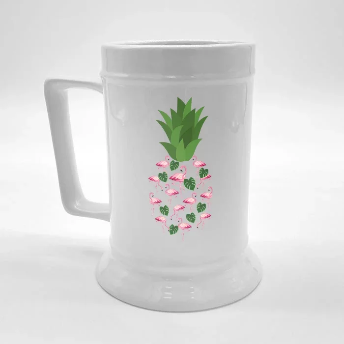 Flamingo Pineapple Cute Fun Summer Front & Back Beer Stein