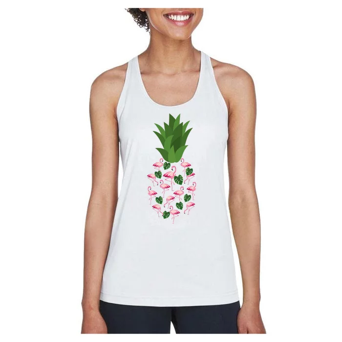 Flamingo Pineapple Cute Fun Summer Women's Racerback Tank