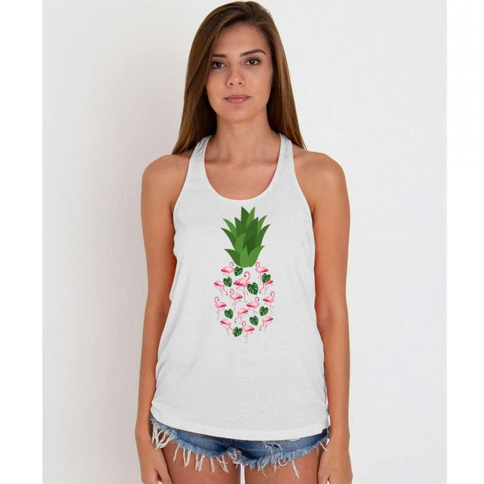 Flamingo Pineapple Cute Fun Summer Women's Knotted Racerback Tank