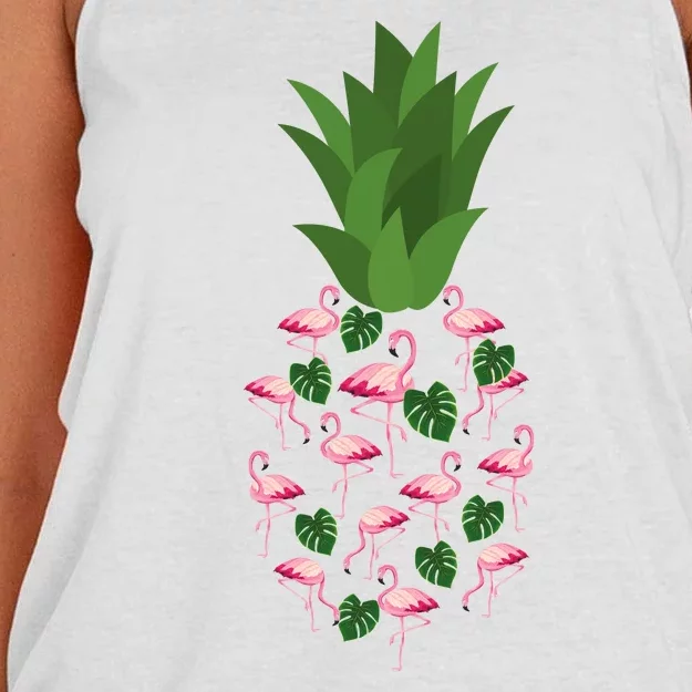 Flamingo Pineapple Cute Fun Summer Women's Knotted Racerback Tank