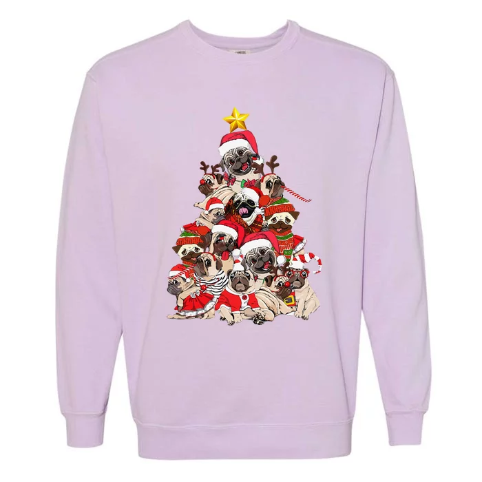 Funny Pug Christmas Tree Dog Santa Merry Pugmas Xmas Gifts Garment-Dyed Sweatshirt