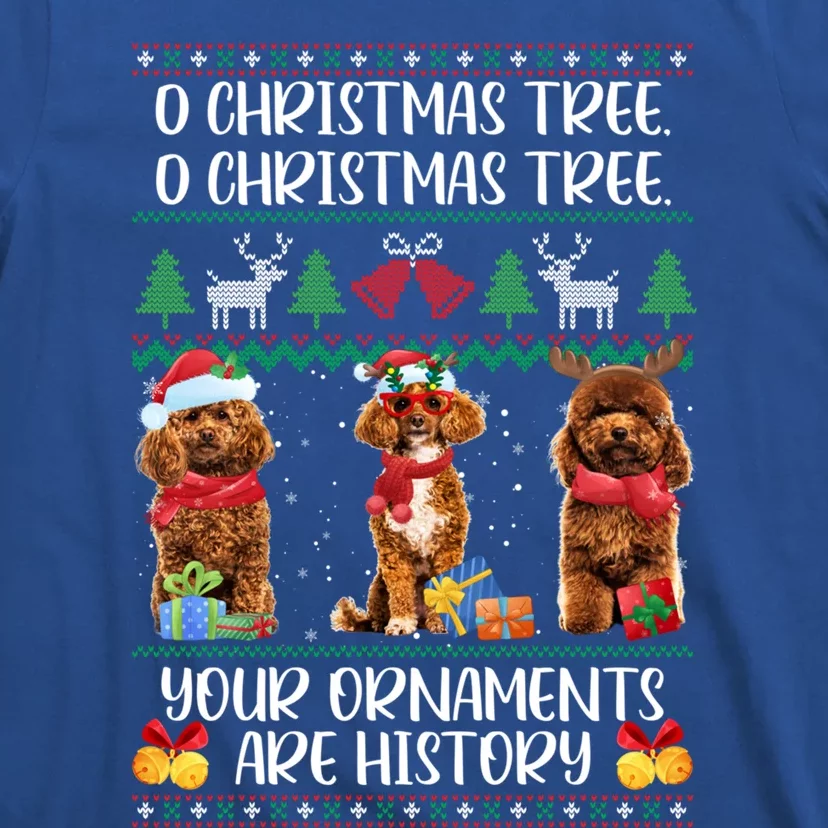 Funny Poodle Christmas Ugly Sweater Poodle Tree Lights Xmas Gift T-Shirt