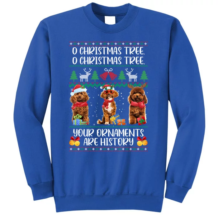 Funny Poodle Christmas Ugly Sweater Poodle Tree Lights Xmas Gift Tall Sweatshirt