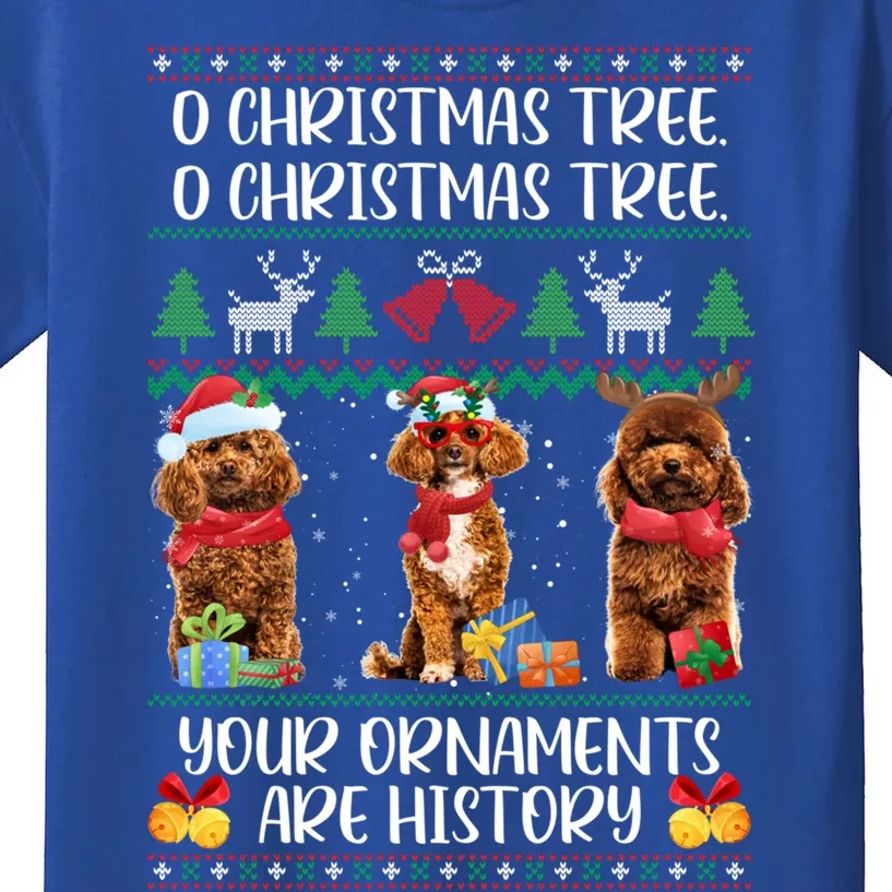 Funny Poodle Christmas Ugly Sweater Poodle Tree Lights Xmas Gift Kids T-Shirt