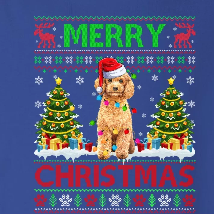 Funny Poodle Christmas Ugly Sweater Poodle Tree Lights Xmas Gift Toddler Long Sleeve Shirt