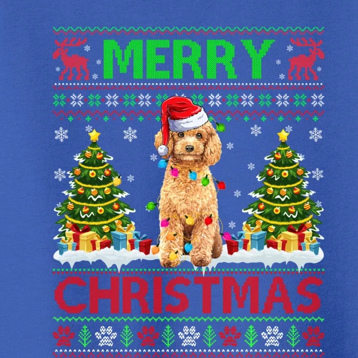 Funny Poodle Christmas Ugly Sweater Poodle Tree Lights Xmas Gift Toddler T-Shirt