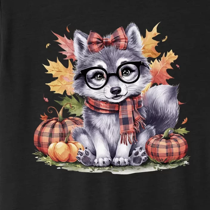 Fall Pumpkin Cute Wolf Fall Autumn Thanksgiving ChromaSoft Performance T-Shirt