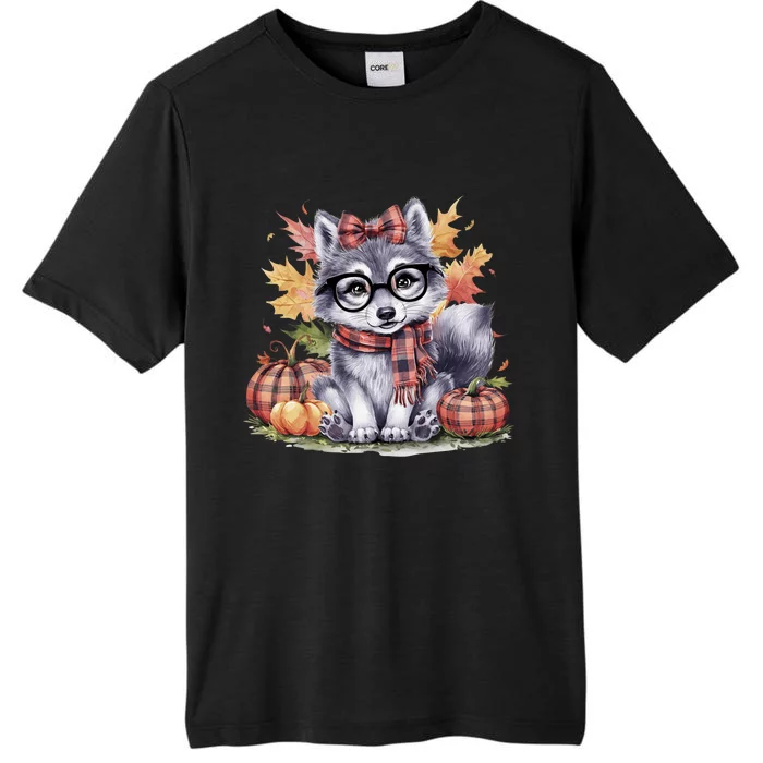 Fall Pumpkin Cute Wolf Fall Autumn Thanksgiving ChromaSoft Performance T-Shirt