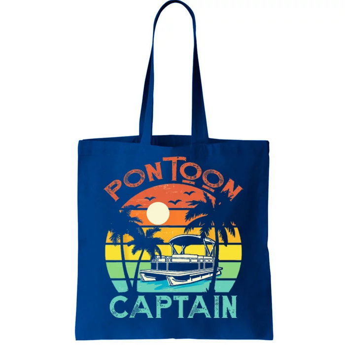 Funny Pontoon Captain Retro Vintage Style Pontoon Boat Tote Bag