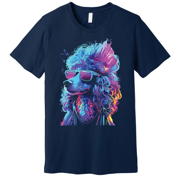 Funny Poodle Colorful Poodle Wearing Sunglasses Premium T-Shirt