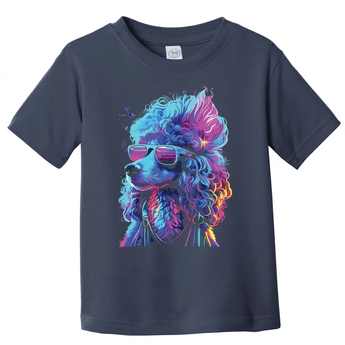 Funny Poodle Colorful Poodle Wearing Sunglasses Toddler T-Shirt