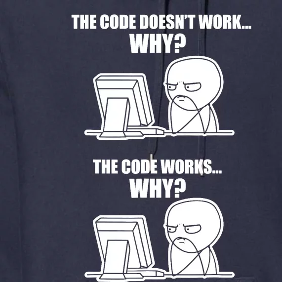 Funny Programmer Code Works Why Meme Tee Premium Hoodie