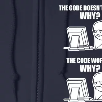 Funny Programmer Code Works Why Meme Tee Full Zip Hoodie