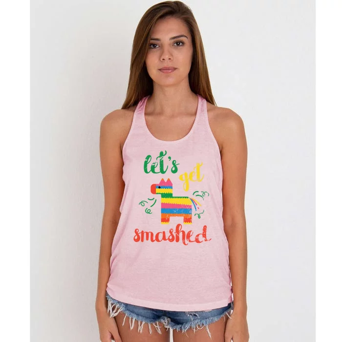 Funny PiñAta Cinco De Mayo LetS Get Smashed Cool Gift Women's Knotted Racerback Tank