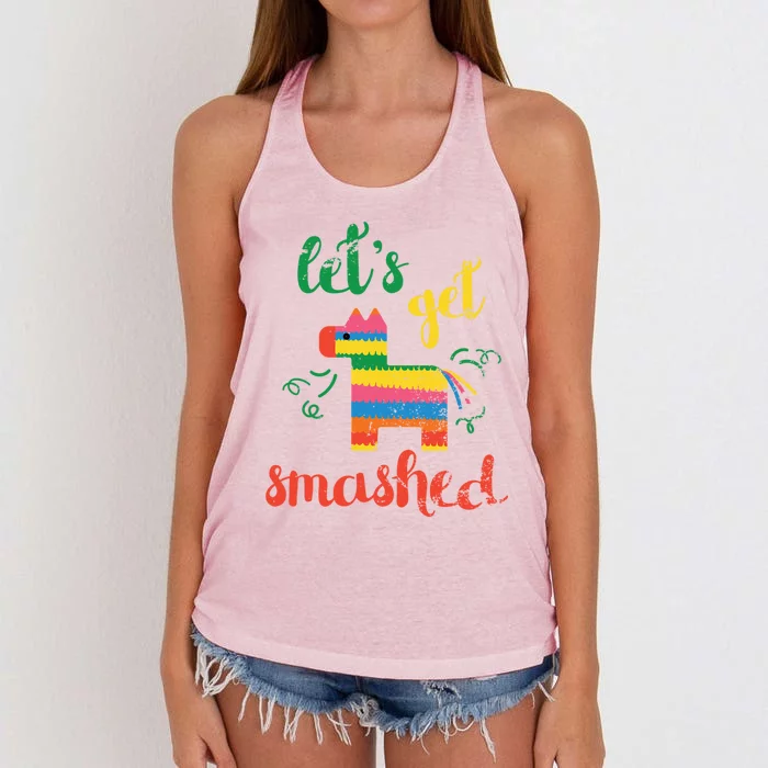 Funny PiñAta Cinco De Mayo LetS Get Smashed Cool Gift Women's Knotted Racerback Tank