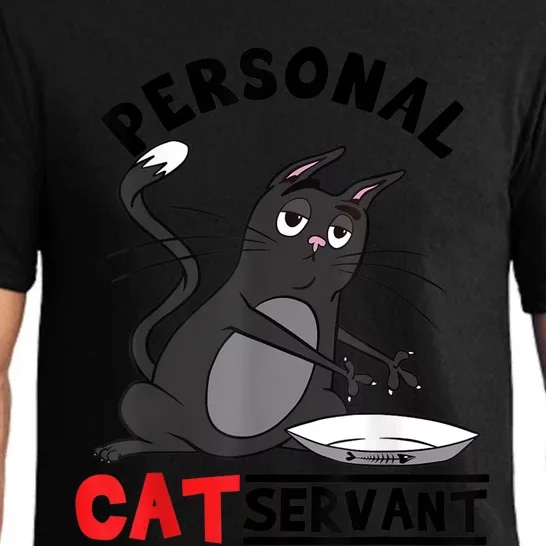 Funny Personal Cat Servant Funny Black Cat Mom Cat Dad Gift Pajama Set