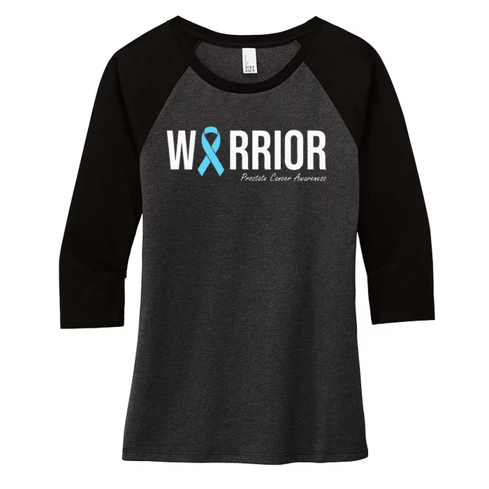 Family Prostate Cancer Awareness Light Blue Ribbon Warrior Women's Tri-Blend 3/4-Sleeve Raglan Shirt