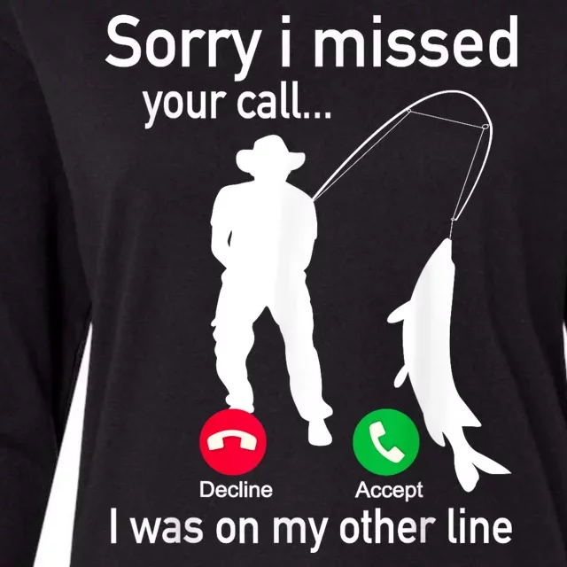 Fishing Phone Call With Fishing Line Funny Fish Fisherman Womens Cotton Relaxed Long Sleeve T-Shirt