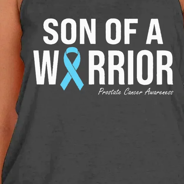 Family Prostate Cancer Awareness Light Blue Son Of A Warrior Women's Knotted Racerback Tank