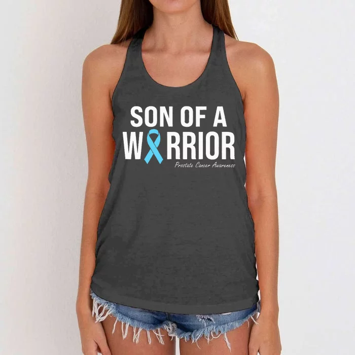 Family Prostate Cancer Awareness Light Blue Son Of A Warrior Women's Knotted Racerback Tank