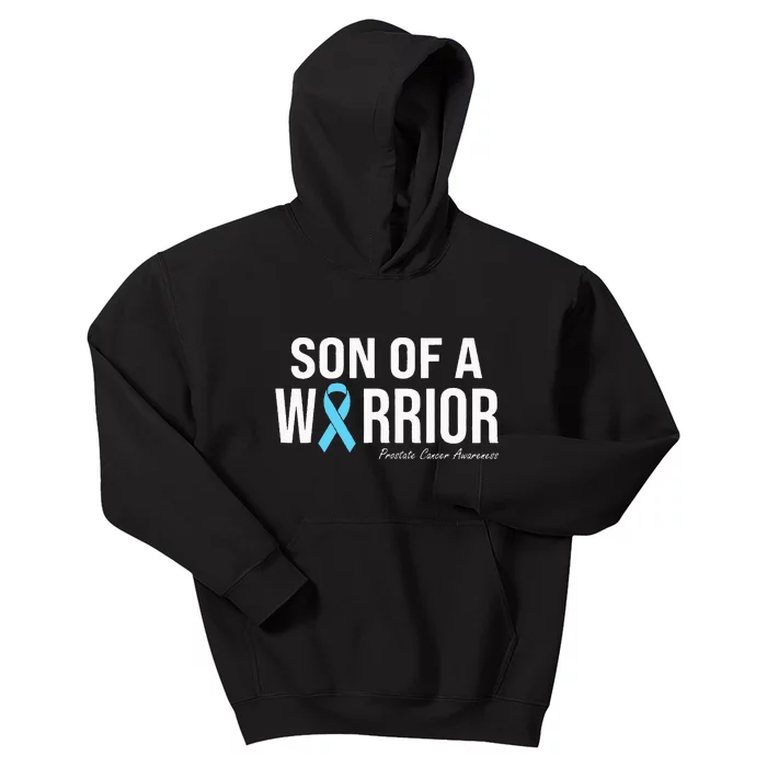 Family Prostate Cancer Awareness Light Blue Son Of A Warrior Kids Hoodie